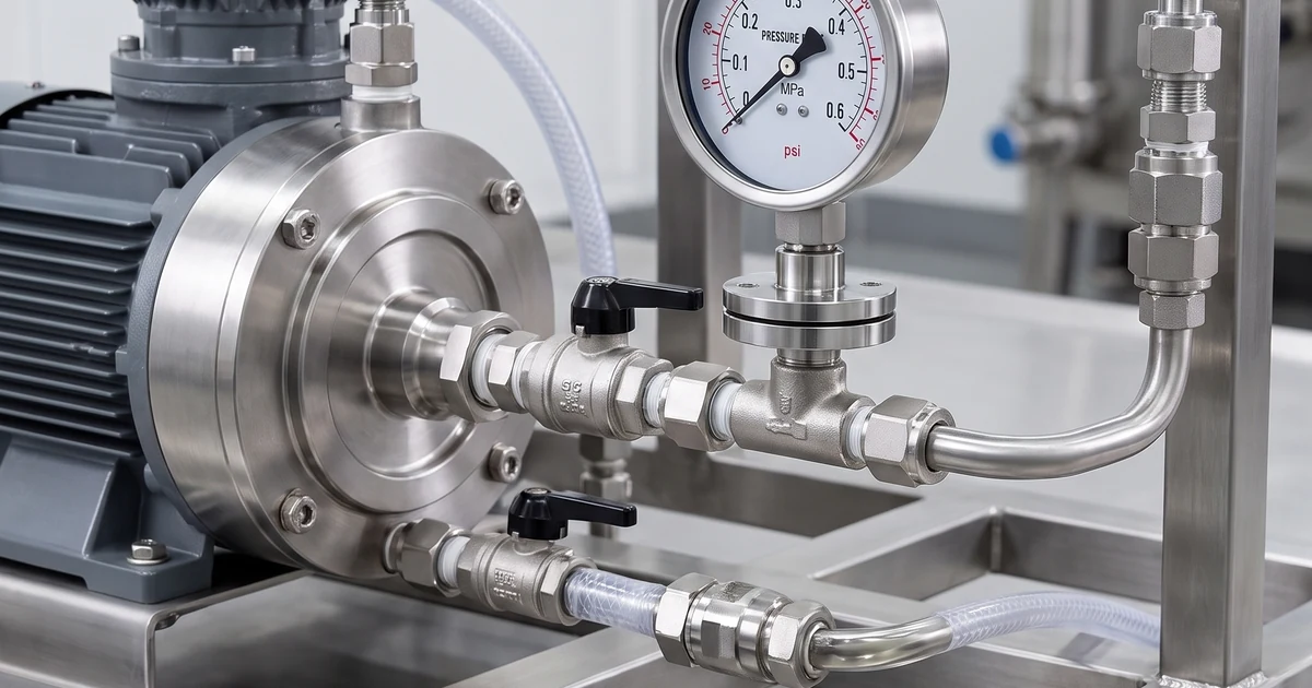 Diaphragm seal pressure gauge at the metering pump discharge of a chemical dosing skid
