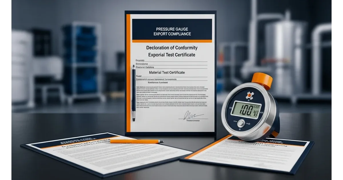 Export compliance documents and declaration of conformity for pressure gauges