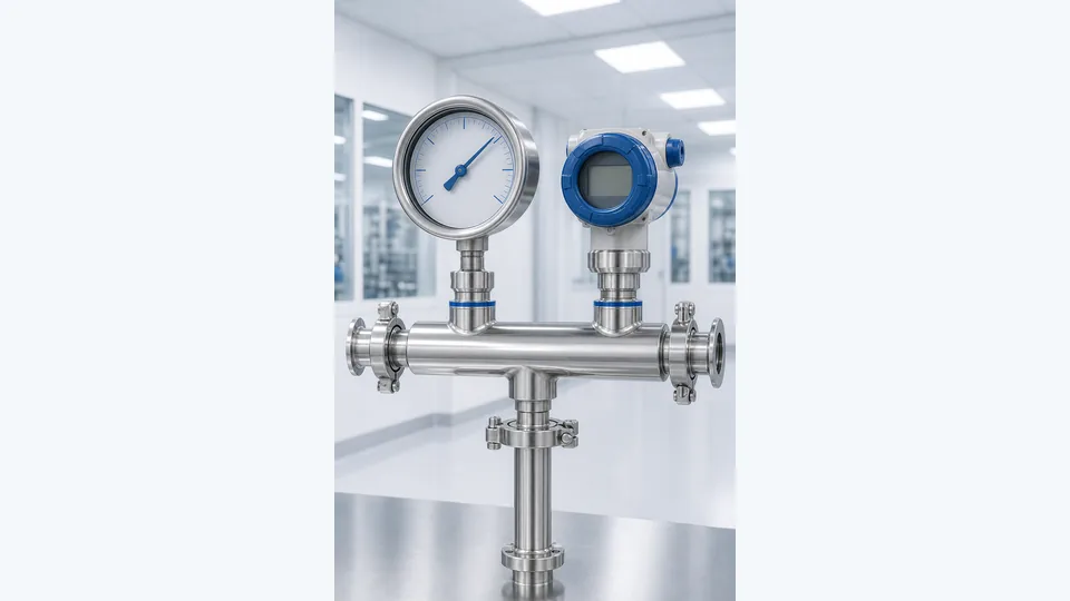 High purity pressure gauge and transmitter manifold for semiconductor ultrapure water pressure monitoring